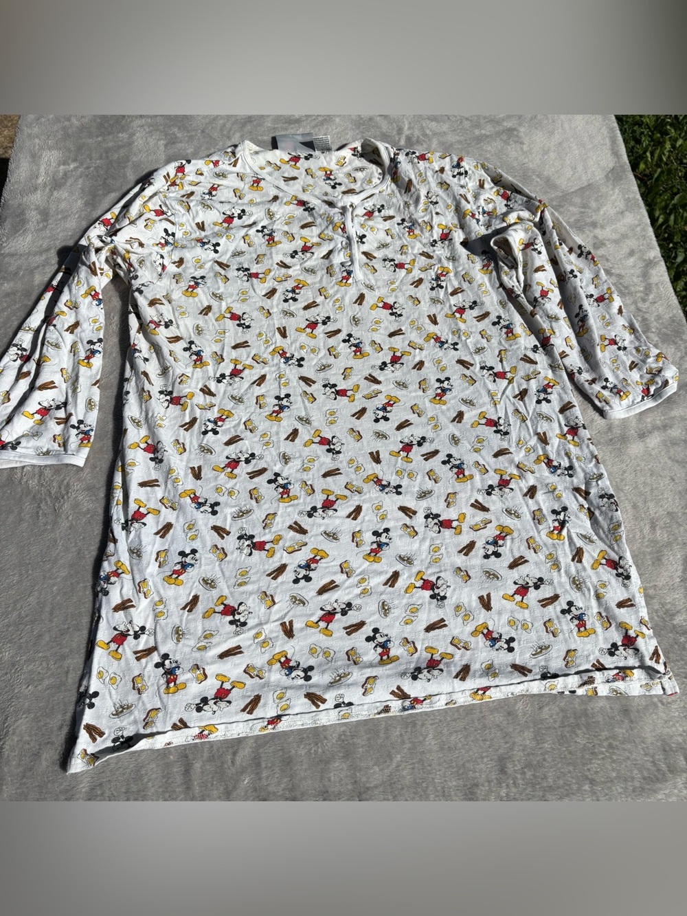 Vintage Mickey Inc Nightgown Nighty Breakfast Eggs Bacon Design Size L Cotton